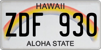 HI license plate ZDF930