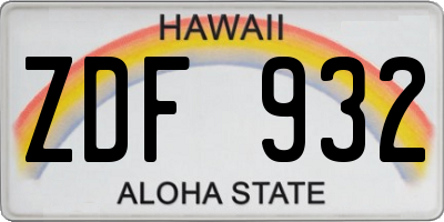 HI license plate ZDF932