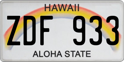 HI license plate ZDF933