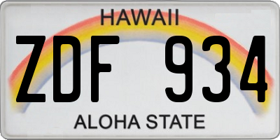 HI license plate ZDF934