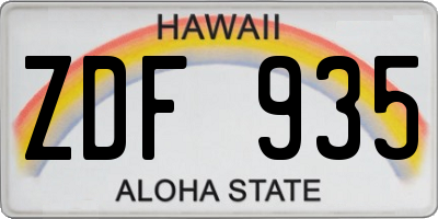 HI license plate ZDF935
