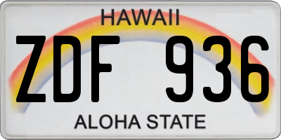 HI license plate ZDF936
