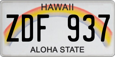 HI license plate ZDF937