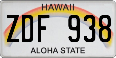 HI license plate ZDF938
