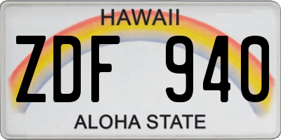 HI license plate ZDF940