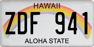 HI license plate ZDF941