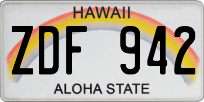 HI license plate ZDF942