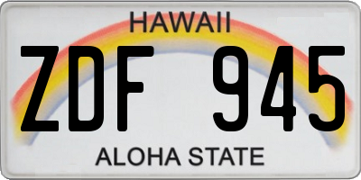 HI license plate ZDF945
