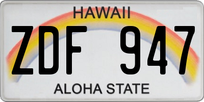 HI license plate ZDF947