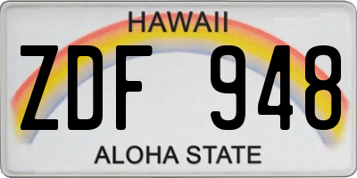 HI license plate ZDF948