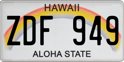 HI license plate ZDF949