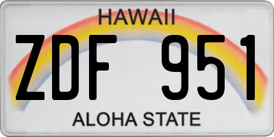 HI license plate ZDF951