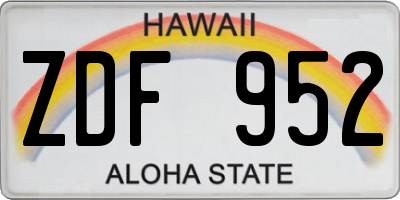 HI license plate ZDF952