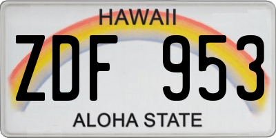 HI license plate ZDF953