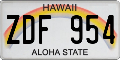 HI license plate ZDF954