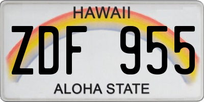 HI license plate ZDF955