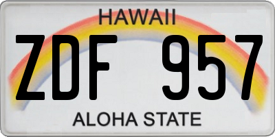 HI license plate ZDF957