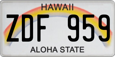 HI license plate ZDF959