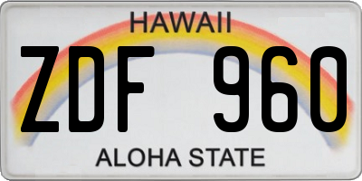 HI license plate ZDF960