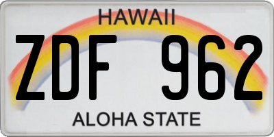 HI license plate ZDF962