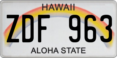 HI license plate ZDF963