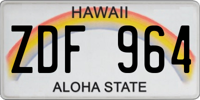 HI license plate ZDF964