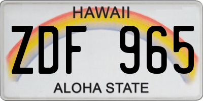 HI license plate ZDF965