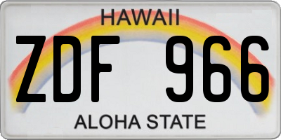 HI license plate ZDF966