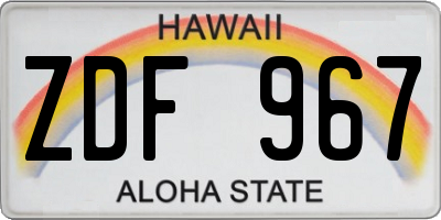 HI license plate ZDF967