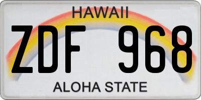 HI license plate ZDF968