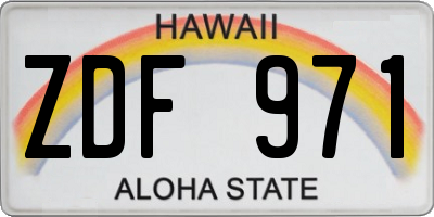 HI license plate ZDF971