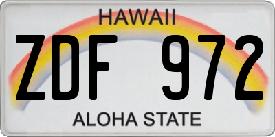HI license plate ZDF972