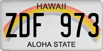 HI license plate ZDF973