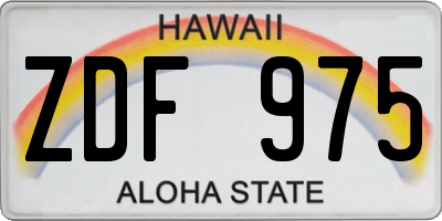 HI license plate ZDF975