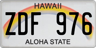 HI license plate ZDF976