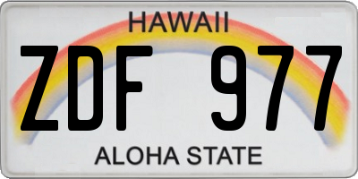 HI license plate ZDF977