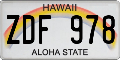 HI license plate ZDF978