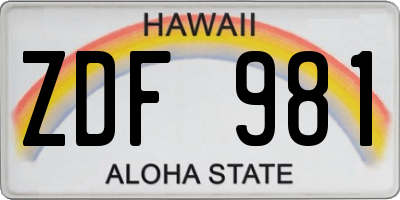 HI license plate ZDF981