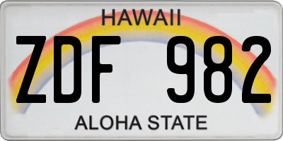 HI license plate ZDF982
