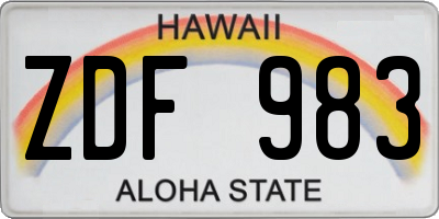 HI license plate ZDF983