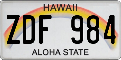 HI license plate ZDF984