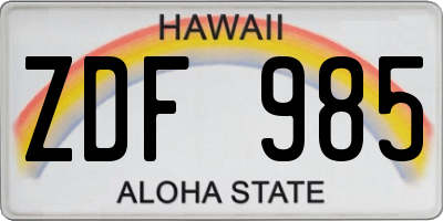HI license plate ZDF985