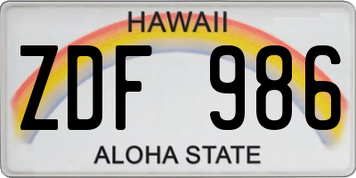 HI license plate ZDF986