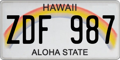 HI license plate ZDF987