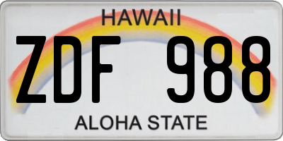 HI license plate ZDF988