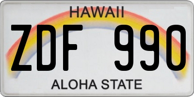HI license plate ZDF990