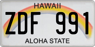 HI license plate ZDF991