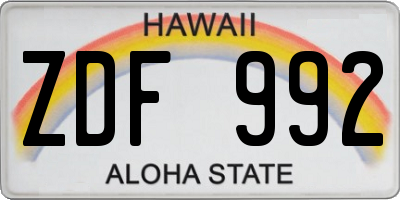 HI license plate ZDF992