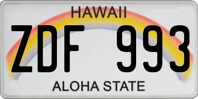HI license plate ZDF993