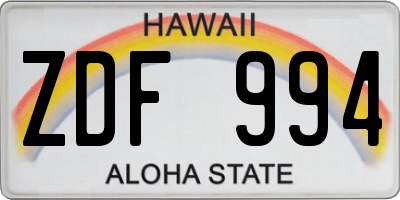HI license plate ZDF994